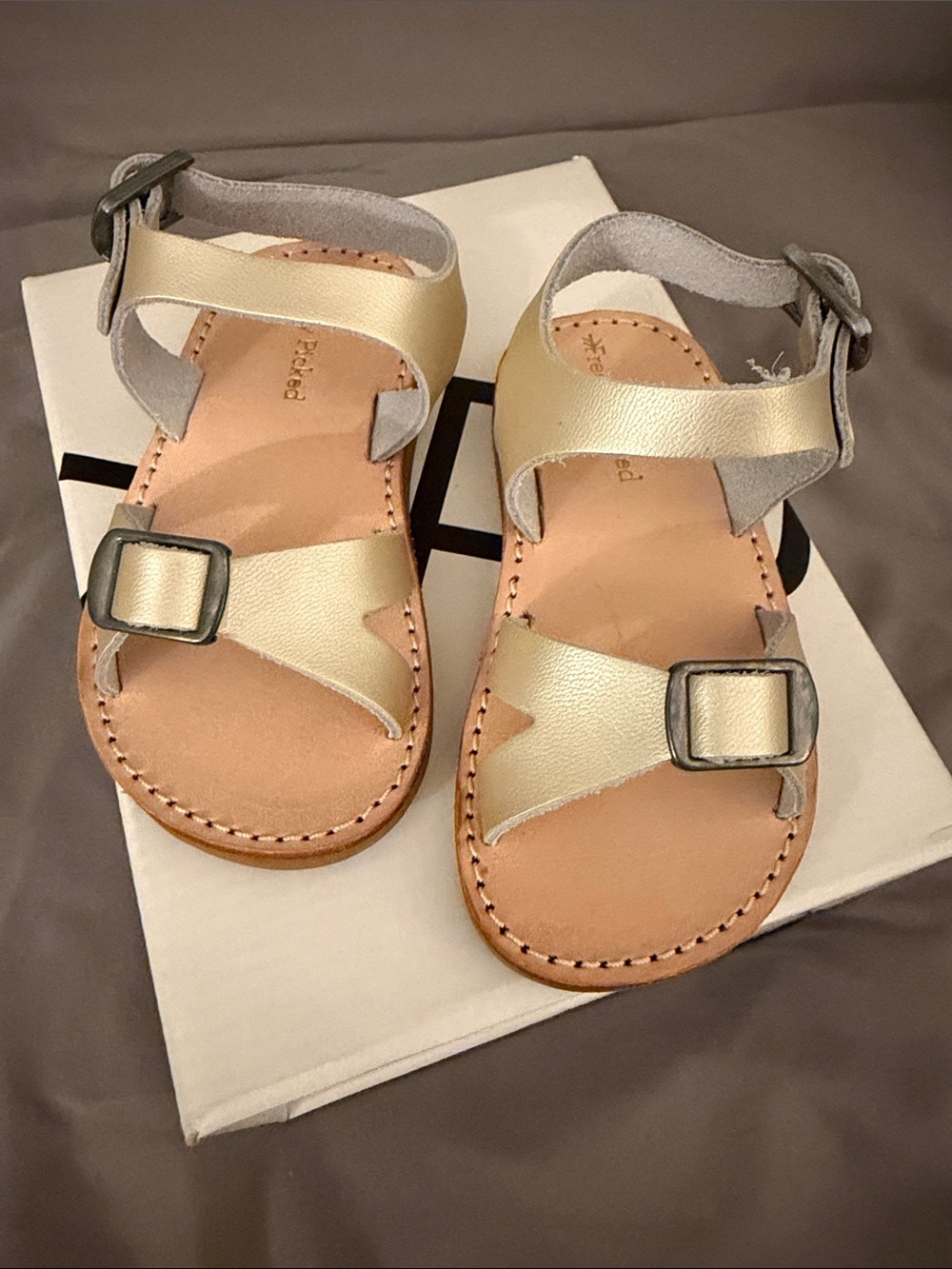 Freshly Picked Tan Leather Baby Sandals with Buckles